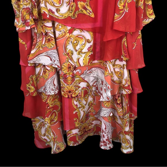 Catherine’s Plus SZ 4X Paisley Print Dress, Multi Layers of Ruffles, Chiffon - Picture 9 of 12